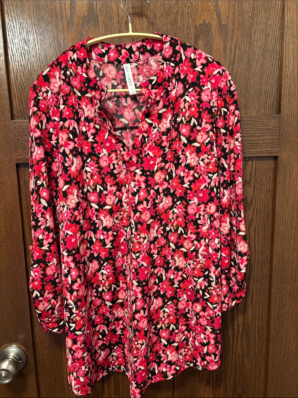 Dear Scarlett Pink and Black Floral Tunic Medium